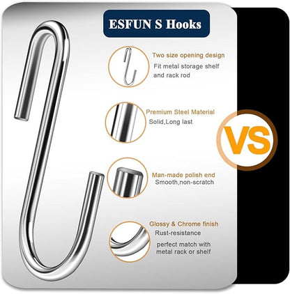 30 Pack 3 Inch S Hooks Heavy Duty Pan Pot Holder Rack Hooks Hanging Hangers S Shaped Hooks for Kitchenware Pots Utensils Clothes Bags Towels Plants