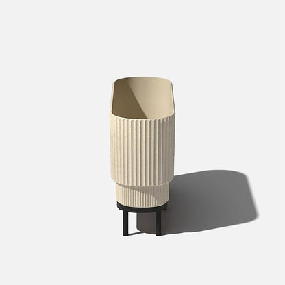 Veradek Demi Series Raised Long Planter for Indoor/Outdoor Use | Made from Plastic & Stone w/Wooden Stand | Modern Patio Décor for Flowers/Shrubs