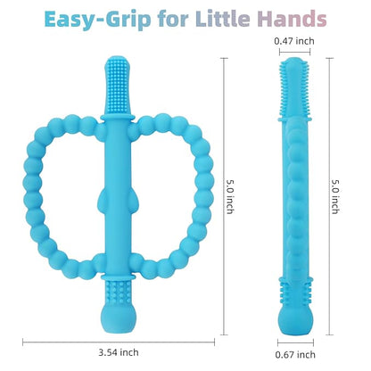 Fu Store Hollow Teether Tube 2 Pack Apple Shape Chew Straw Sensory Toy for Infant Toddlers Silicone Tubes Teething Toys for Babies 0-6 0-12 0-36 Months Gifts Teething Relief Soothing Gums
