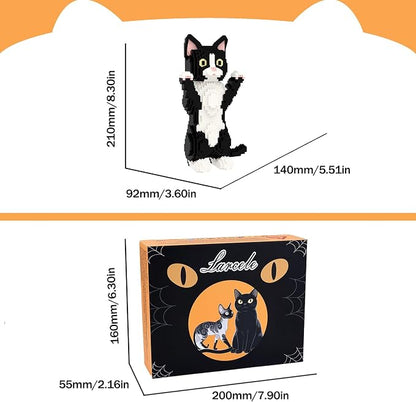 Larcele Micro Building Blocks Set, DIY Mini Building Toy Bricks for Age Over 12 Years, 1227 Pieces KLJM-05 (Devon Rex Cat)