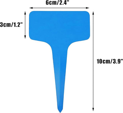 Blue Plant labels,100 Pcs 6 x10cm Plastic Plant T-Type Tags Nursery Garden Labels