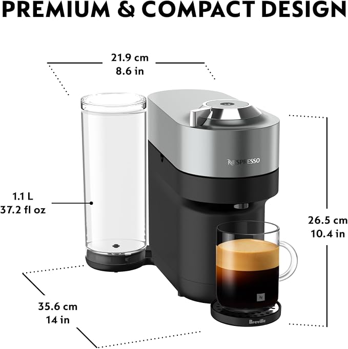 Nespresso Vertuo Pop+ Deluxe Coffee and Espresso Maker by Breville, Titan