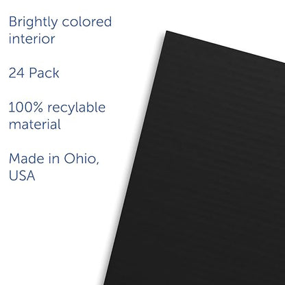 Flipside Products 18”x 48” Black Study Carrel, Privacy Boards, Student Privacy and Focus Booth for The Classroom, Desk Divider Cubby for Tests, Made in USA - 24 Pack