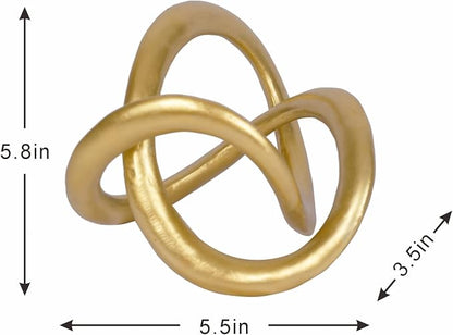 Modern Geometric Round Sculpture Gold Knot Statue Decor Tabletop Sculpture and Figurines Round Decorative Ornaments Knick Knacks Home Decor for Shelves Coffee Table Bookshelf Decoration Gifts
