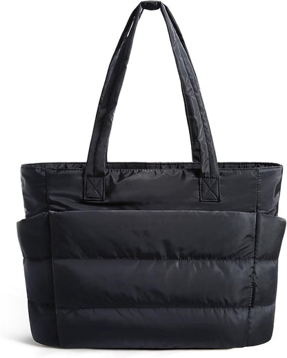 BAGSMART Tote Bag for Women, Lightweight Puffy Tote Bag with Compartments Shoulder Bag Handbag for Travel, Work, Gym | Lightweight