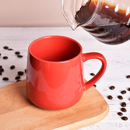 Bosmarlin Glossy Ceramic Coffee Mug, Tea Cup for Office and Home, 18 oz, Suitable for Dishwasher and Microwave(Red, 1)