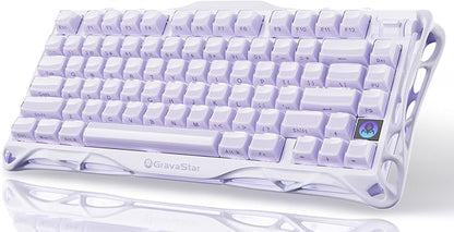 GravaStar Mercury K1 75% Wireless Mechanical Gaming Keyboard RGB Backlit | Gasket Mount, Hot Swappable Linear Switches, Creamy Sound Keyboard, 2.4GHz/USB-C/Bluetooth 5.0, for Win/Mac【Lavender Purple】
