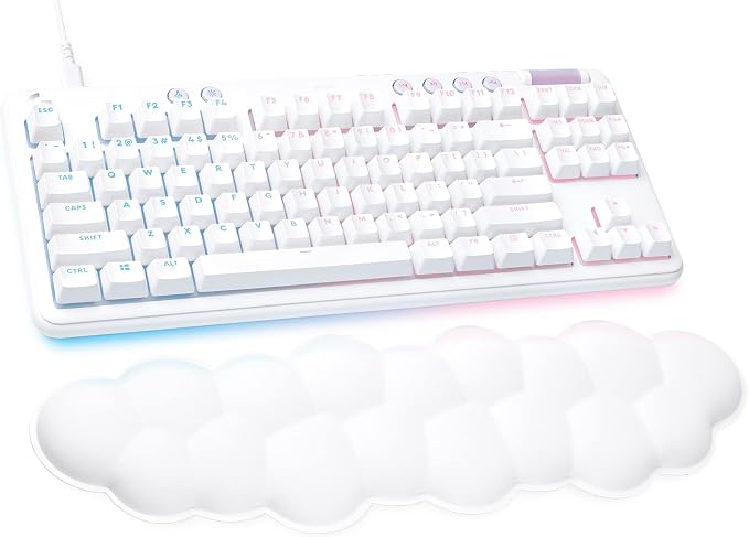 Logitech G713 Wired Gaming Keyboard with LIGHTSYNC RGB Lighting, Tactile Switches (GX Brown), and Keyboard Palm Rest, PC and Mac Compatible, White Mist