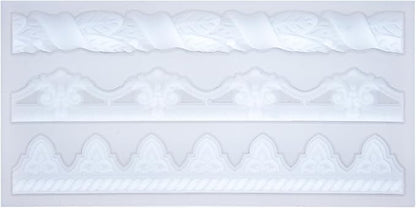 Art Molds for Polyclay Air Dry Clay Plaster Epoxy Resin Fondant Cake Decor 3 Border Trimmings