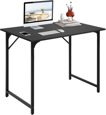 BestOffice | 32 Inch Computer Desk | Black | Sturdy Office Desk | Metal Frame, Adjustable Feet | Water-Resistant, Scratchproof Surface | Writing Table for Home Office or Study | Pack of 1