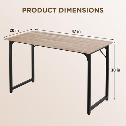 PayLessHere | 47 Inch Computer Desk | Nature | Sturdy Office Desk | Metal Frame, Adjustable Feet | Water-Resistant, Scratchproof Surface | Writing Table for Home Office or Study | Pack of 1