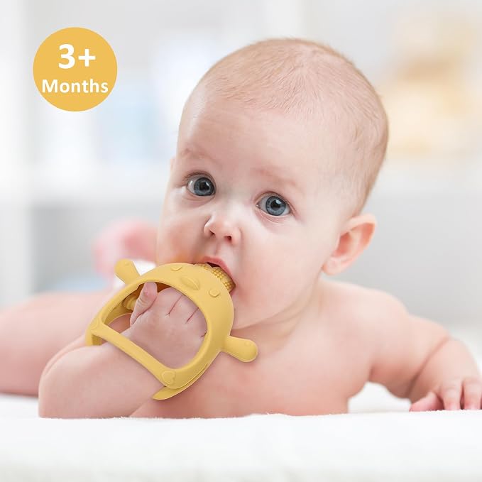 Socub Silicone Baby Teether Toys for Infants 3-6 6-12 Months, BPA Free Anti-Drop Silicone Mitten Teething Toy, Baby Chew Toys for Sucking Needs, Newborn Essentials & Baby Shower Gifts Girls(Rose Pink)