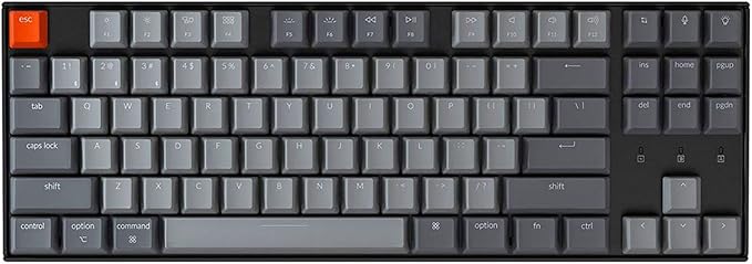 Keychron K8 Tenkeyless Wireless Mechanical Keyboard for Mac, RGB Backlight, Bluetooth, Multitasking, Type-C Wired Gaming Keyboard for Windows with Gateron G Pro Brown Switch