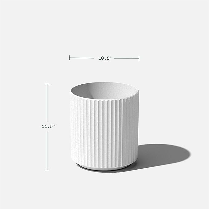 Veradek Demi Series Round Planter for Porch, Patio, Backyard | Durable Plastic-Concrete Material | Modern Décor for Tall Plants, Flowers