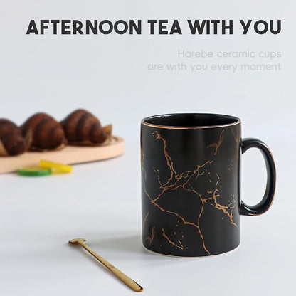 harebe 24 OZ Ceramic Extra Large Black Coffee Mug with Handle,Oversized Hot Tall Latte Mugs,Dishwasher Safe Big Capacity Giant Mug for Men Women