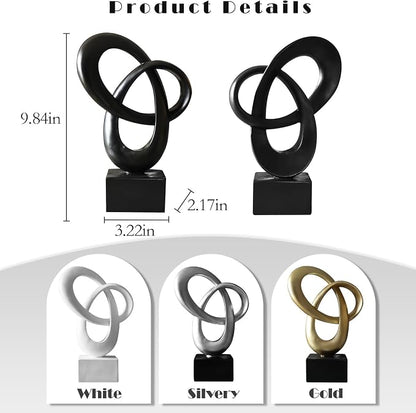 Dosker Abstract Sculpture Knot Decor Mobius Stripe Statue (Black) | Modern Sculpture for Home Decor, Coffee Table Decor for Living Room, Office