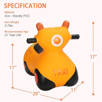 INPANY Kids Bouncy Car Hopper Toys, Toddlers Ride on Car, Inflatable Hopping Toys, Bouncing Buddies, Rubber Bouncer, Outdoor Indoor Birthday Gifts Toy for 2 3 4 Yr Girl Boy, Orange