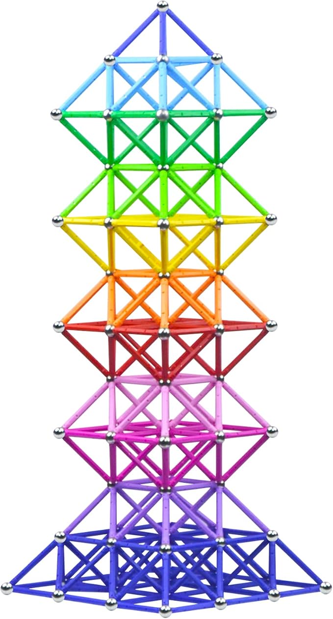 308 Pieces Magnetic Building Blocks Toys, Magnet Construction Build Kit Education Toys 3D Puzzle for Kids, Playing Stacking Game with Magnetic Bricks and Sticks, Color Random