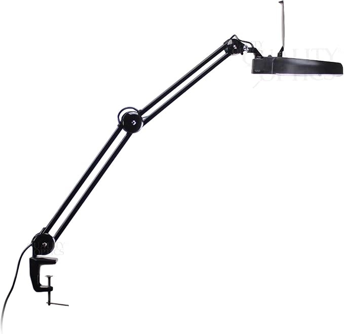 Quality Optics® Professional Series Illuminated Workstation Swing Arm Magnifier White 3LED Diopter