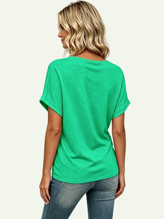 T Shirts Short Sleeve V Neck Tees Womens Tops Beach Vacation Fashion Clothes 2026 Casual Summer Spring Fall Outfits
