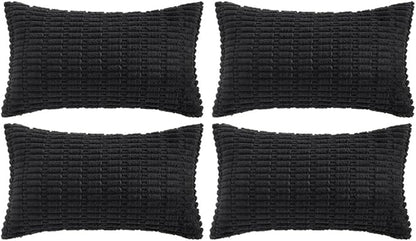 Fancy Homi 4 Packs Decorative Throw Pillow Covers for Living Room Couch Bed, Modern Farmhouse Boho Home Décor Accent Cushion Case, 24" x 16", Black