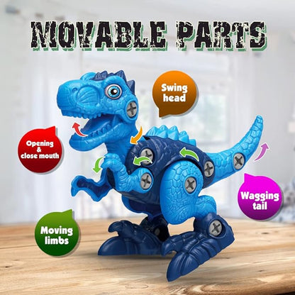 Dinosaur Toys for 3, 4, 5, 6, 7 Year Old Boys, Take Apart Toys with Electric Drill for Kids, STEM Educational Construction Building Toy, Ideal Birthday Christmas Easter Gifts, Incl Tyrannosaurus Rex