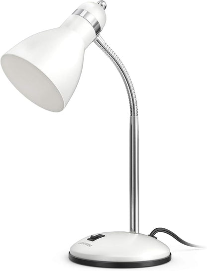LEPOWER Metal Desk Lamp, Adjustable GooseNeck Reading Light for Bedroom | Compact & Sturdy, Space-Saving for Bedside & Dorm, E26 Table Lamp, Eye-Caring, Ideal for Study, Office, Back to School