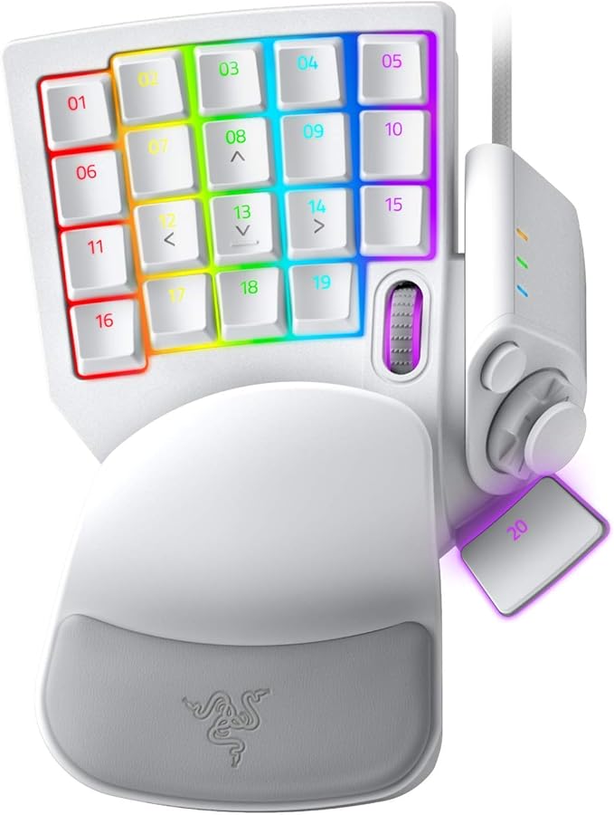 Razer Tartarus Pro Gaming Keypad: Analog-Optical Key Switches - Rapid Trigger - Adjustable Actuation - 32 Programmable Keys - Customizable Macros - Chroma RGB Lighting - Mercury White | Rapid Trigger, Adjustable Actuation, 32 Programmable Keys, Customi...