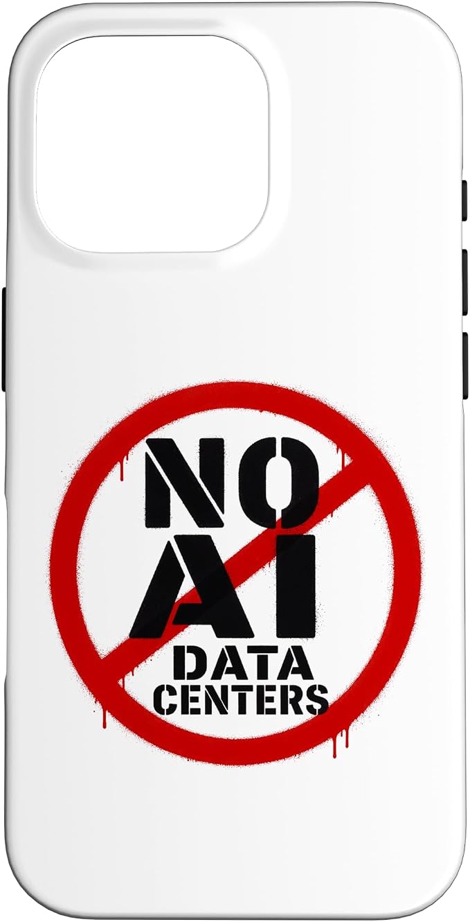 No AI Data Centers – Simple Minimal Spray Paint Style Text Case for iPhone 16 Pro