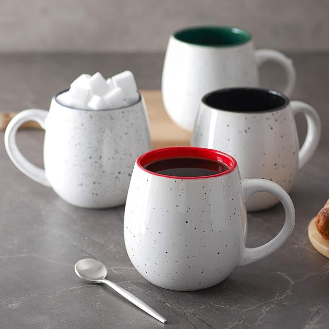 LIFVER 20 Ounces Coffee Mugs Set of 4, Large Ceramic Coffee Mugs with Handles for Coffee Tea Hot Cocoa, Espresso Cups Gifts for him her, Jumbo Soup Mugs Set of 4