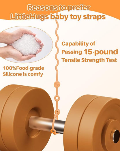 LittleHugs Toy Straps for Baby, Adjustable Toy Holder for Stroller Accessories, Silicone Tether Pacifier Clip, No Throw Travel Essential Leash for High Chair, Car Seat (4 Pack Macaron)
