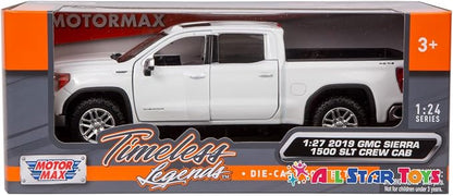 2019 GMC Sierra 1500 SLT Crew Cab 4x4 Pickup Truck with Sunroof White Timeless Legends Series 1/24-1/27 Diecast Model Car by Motormax 79361