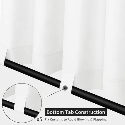 Easy-Going Linen Look Outdoor Curtains Waterproof Windproof Porch Curtains, Soft Thicken Outdoor Privacy Curtains for Patio, Gazebo, Grommet Top and Tab Bottom Drape, 1 Panel, 110x108 inch, White
