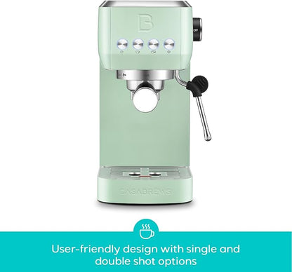CASABREWS 3700 Essential Espresso Machine, Stainless Steel Espresso Maker | 20-Bar Italian Pump, Powerful Steam Wand, 43.9oz Removable Water Tank, Compact Espresso Maker for Home, Cappuccino & Latte