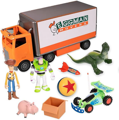 Disney Store Official Toy Story Moving Truck Vehicle Play Set - Eggman Movers Truck with Trailer, Andy's Room, Woody, Buzz Lightyear, Rex, RC, & Hamm Plus Accessories
