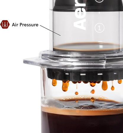 AeroPress Clear Coffee Press, French Press, Pour-Over & Espresso Style | All-in-One Manual Coffee Maker, 2-Minute Brew, Less Bitterness, More Flavor, Portable, Travel & Camping