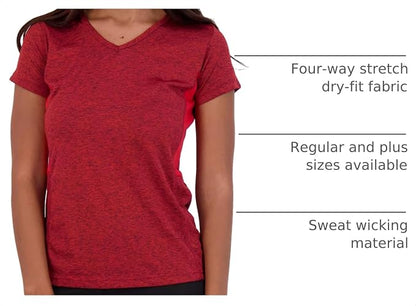 5 Pack Women's Dry Fit V Neck Workout Tops T Shirts Athletic Gym Yoga Tees | Available In Plus Size, Cooling Moisture-Wicking, Short Sleeve, Quick-Dry, Fitness, Stretch, Exercise, Running, Hiking