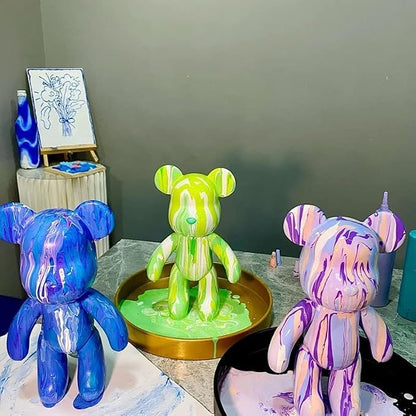HANDA DIY Painting Kit Set - Bear Fluid Teddy Violent Gloomy Doll Figurine Toys Gift for Birthday Valentines (13.4 inch, Bear Mold)