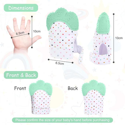 Vicloon 2Pack Silicone Teething Mitt, Soothing Infant Teething Mitten Pain Relief, Prevent Scratches Glove, Safe Silicone Teething Toys for 0-12 Months
