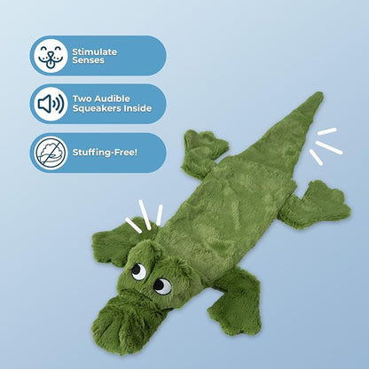 Best Pet Supplies Squeaky Dog Toys with Soft Durable Fabric for Small, Medium and Large Pets Interactive Toy for Indoor Play, Supports Active Biting and Play - Alligator, Large