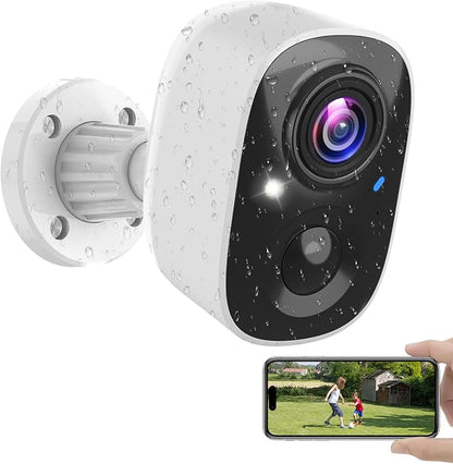 Security Cameras Wireless Outdoor Indoor, 2K Battery Powered WiFi Camera for Home Security, AI Motion Detection, Color Night Vision, IP66 Weatherproof, 2-Way Talk, Siren Alarm, SD/Cloud Storage