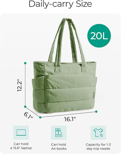 BAGSMART Tote Bag for Women, Lightweight Puffy Tote Bag with Compartments Shoulder Bag Handbag for Travel, Work, Gym | Lightweight