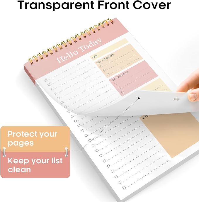 Taja To Do List Notepad, Undated Daily Planner for Work and Goal Setting | Pink, 52 Sheets, 9.8" x 6.5" , for Office, Home and school, Daily Task Planning, Notes and Everyday Organization