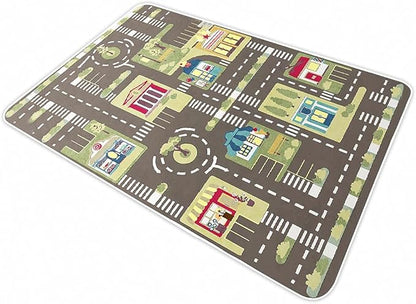 Kid Rug Carpet Playmat for Toy Cars and Train，Play Area Rug with Rubber Backing，Fun Throw Rug，Ideal Gift for Children Baby Bedroom Play Room(140×200cm/55×79in)