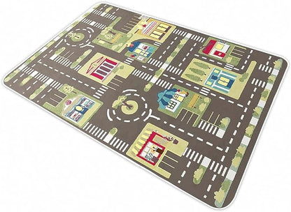 Kid Rug Carpet Playmat for Toy Cars and Train，Play Area Rug with Rubber Backing，Fun Throw Rug，Ideal Gift for Children Baby Bedroom Play Room(80×160cm/32×63in)