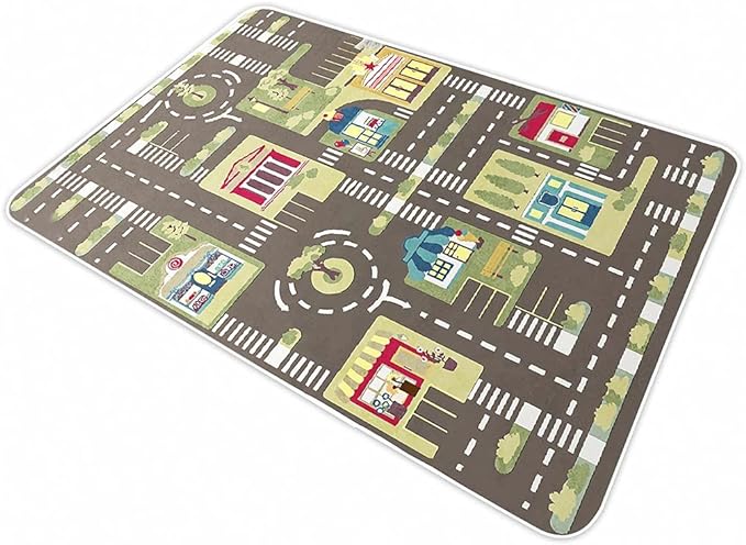 Kid Rug Carpet Playmat for Toy Cars and Train，Play Area Rug with Rubber Backing，Fun Throw Rug，Ideal Gift for Children Baby Bedroom Play Room(200×300cm/79×118in)