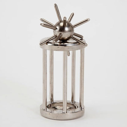 Bits and Pieces Metal Brain Teaser Puzzle - Spiked Ball Disentanglement Puzzle, 3D Assembly Puzzles for Adults