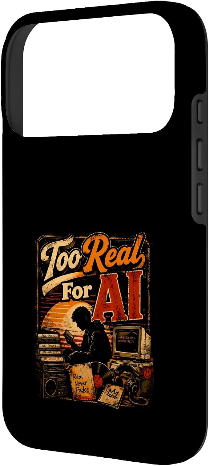 Too Real for AI - Authentic Music Lovers Case for iPhone 17 Pro