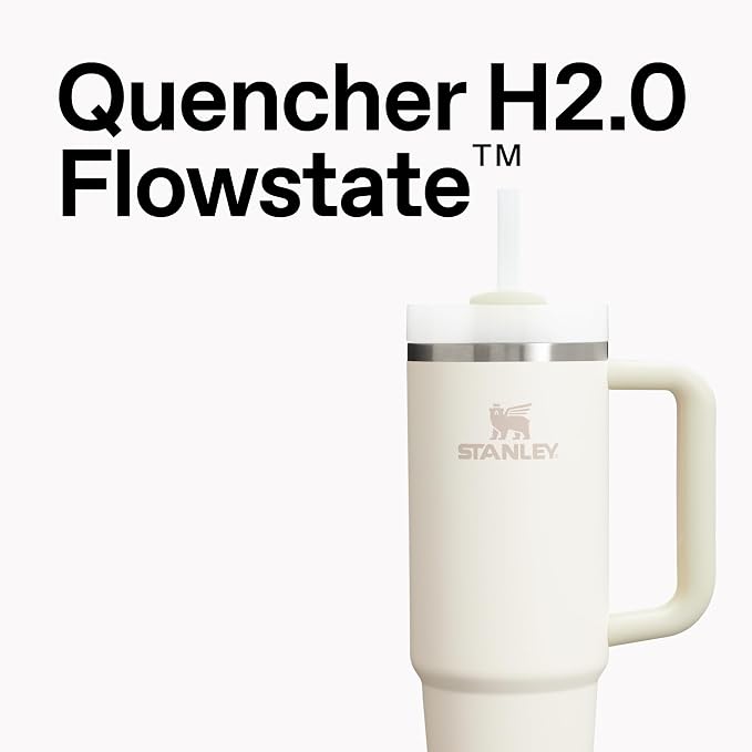 STANLEY Quencher H2.0 Flow State Tumbler, 20 oz, Slate Blue Drift | Handle and Straw | 3-Position Lid | Cup Holder Compatible for Travel | Insulated Stainless Steel Cup | BPA-Free