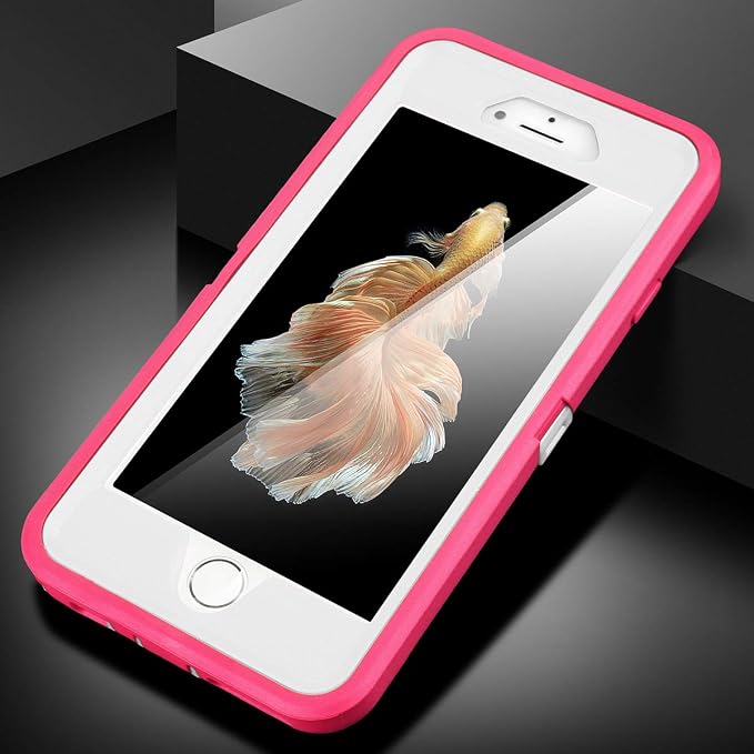 AICase iPhone 6 Case, iPhone 6S Case [Heavy Duty] Built-in Screen Protector Tough 3 in 1 Rugged Shockproof Cover for Apple iPhone 6/6S (Pink/White)